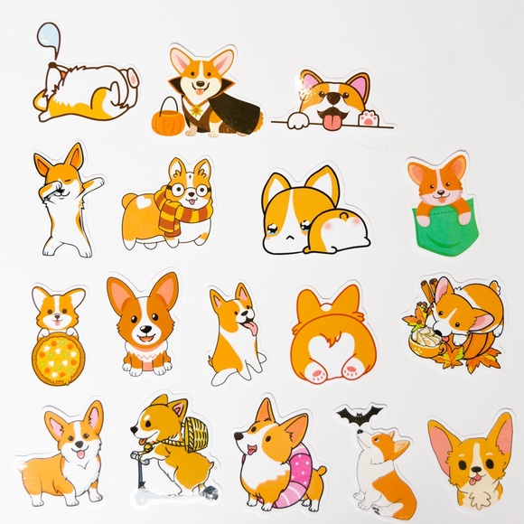 16 pcs Pet Dog Corgi Vinyl stickers decals - Picture 1 of 3